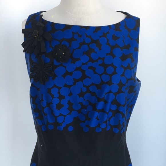 Taylor Blue & Black Printed Shift Dress - Picture 2 of 6